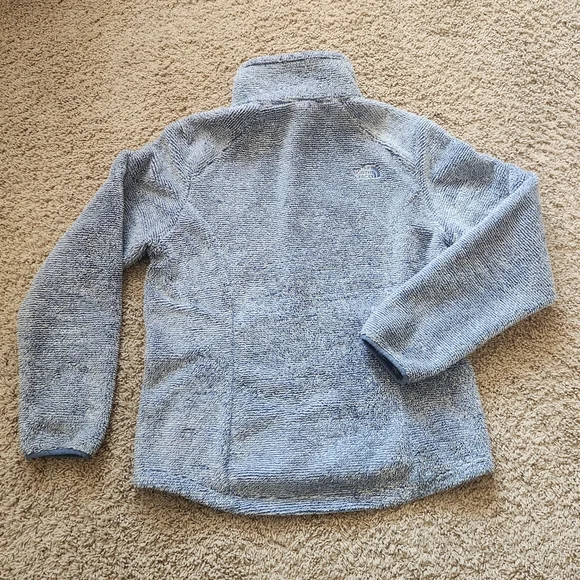 THE NORTH FACE Women’s Deep Pile Fleece Jacket Large Heather Blue Full Zip - Picture 4 of 14